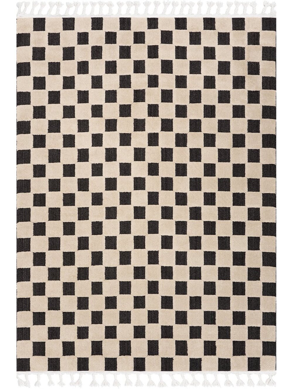 Rugs USA Byss Checkered Textured Rug | Charcoal/Beige Rug Size 7'10"x10'